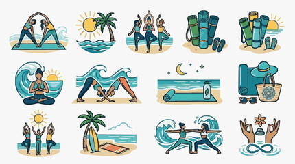 Vector illustration set of various sea animals and ocean life. © Gabut