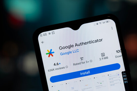 Dhaka, Bangladesh - 29 April, 2026: Google Authenticator app page on Google Play Store on a smartphone screen.