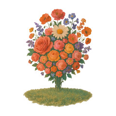 Fototapeta premium PNG Vibrant floral bouquet illustration