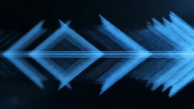 Abstract blue arrows converging and diverging against a dark background.