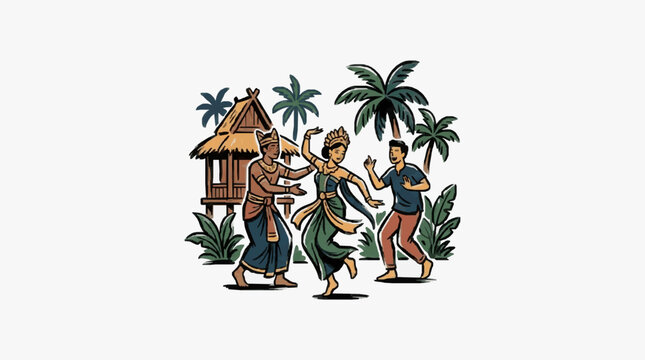 Vintage illustration of a group of pirates with parrots.