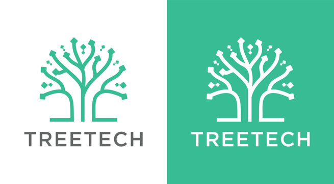 Abstract Tree Technology Logo Design.