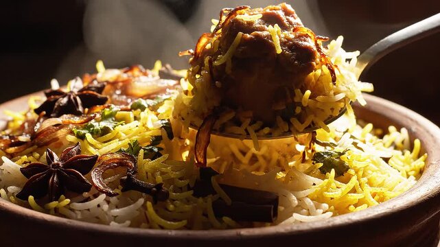 Saffron Biryani Rice Fluff Close-Up