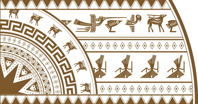 Traditional Vietnamese cultural bronze drum circle ornament vector.