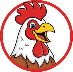 Cartoon rooster head, farm animal logo, chicken mascot, barnyard bird, poultry illustration, colorful rooster, vector clipart, proud cockerel emblem © Video Creator