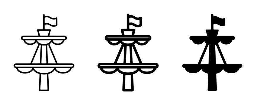 Nautical Ship Mast Icons, Maritime Flag Symbols, Vector Illustrations for Marine and Sailing Themes