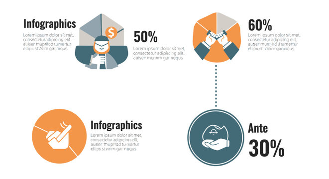 Business Infographics Set With Statistics And Percentages