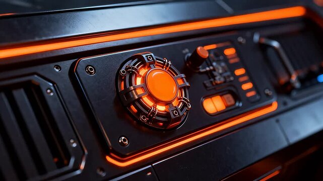 Closeup of futuristic control panel
