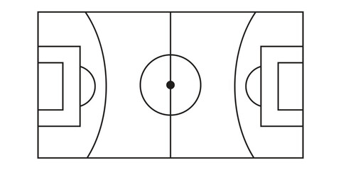 Soccer field line icon with football pitch layout diagram for sport tactics and training. Football pitch. Black outline court and stadium on white background. Soccer pitch vector. © Arjun