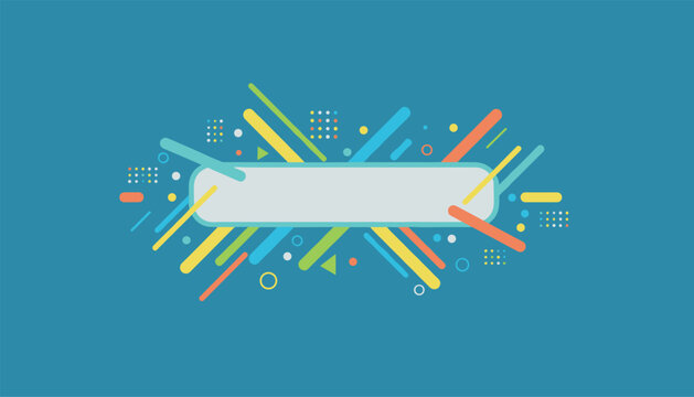 Abstract layout featuring a central blank horizontal banner with colorful flying lines and geometric particles.