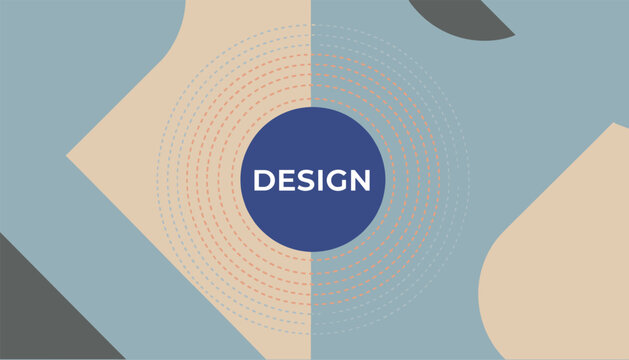 Creative design abstract cover template with concentric dashed circles and pastel geometric shapes backdrop.