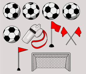 Soccer Equipment Collection (Ball, Whistle, Goal, Flag) © kaori