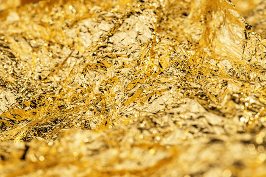 gold foil with a crumpled texture and metallic shine