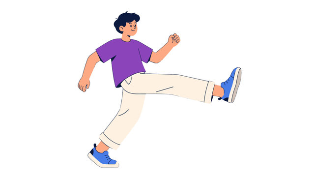 Person stepping forward in flat vector style illustration