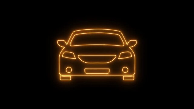 Car icon neon animation, 4k video	