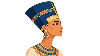 Ancient Egyptian queen profile portrait in ornate headdress © icon_art