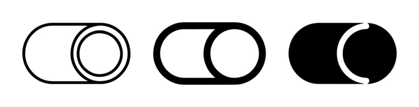 Toggle Switch Icons, On Off Slider Controls, Simple Round Button Graphics, Minimalist UI Elements