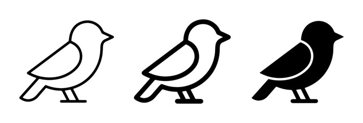 Simple Bird Icons Set, Outline and Silhouette Styles, Minimalist Avian Graphics for Nature and Wildlife Themes © Tanvir