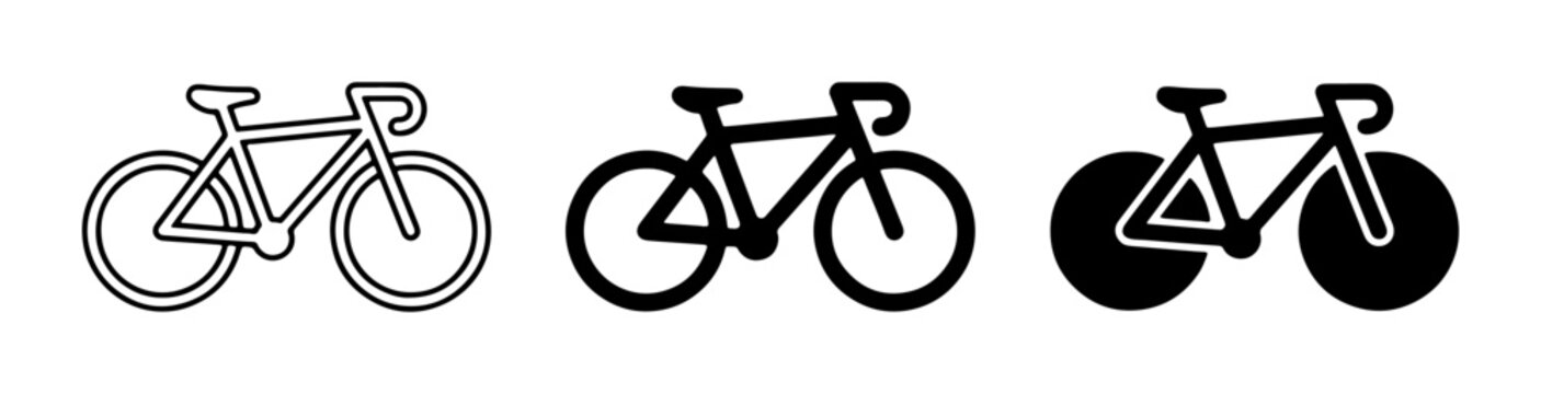 Minimalist Bicycle Icons, Road Bike and Fixed Gear Bike Silhouettes, Vector Graphics for Cycling and Transportation Themes
