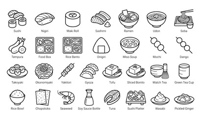 Japanese Food Line Icon Set © Prodip