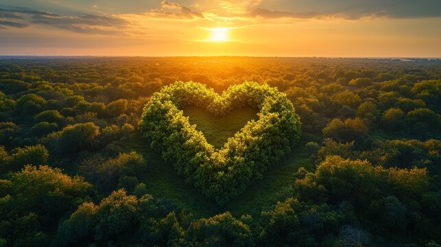Heart-shaped forest at sunset (1)