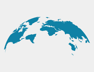 Fototapeta premium Curved world map silhouette vector illustration with global perspective perspective.