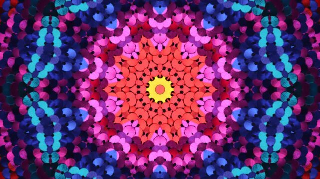 Abstract sequined cloth kaleidoscope animation background
