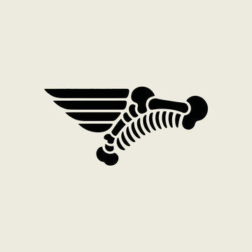 Black winged skeleton bone symbol logo.