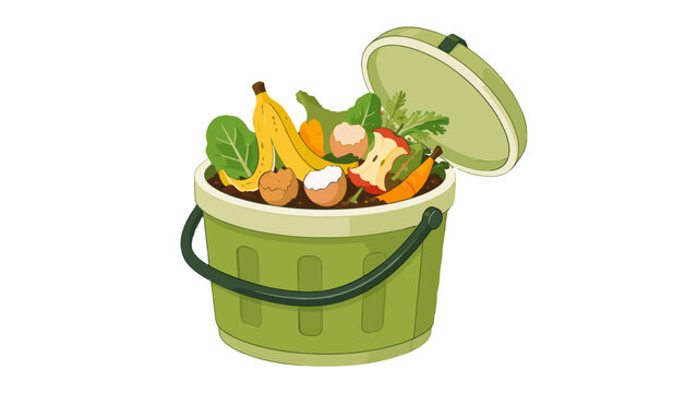 Organic waste bucket with food scraps for composting