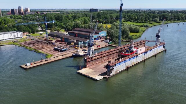 Shiprepair in Amsterdam, Netherlands, at the river &rsquo;t IJ
