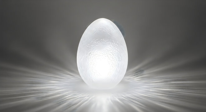 Radiant glowing egg with textured surface and dramatic light rays