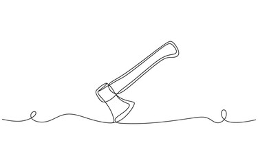 Obraz premium Continuous one line drawing of axe design.