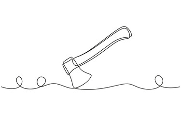 Obraz premium Continuous one line drawing of axe design.