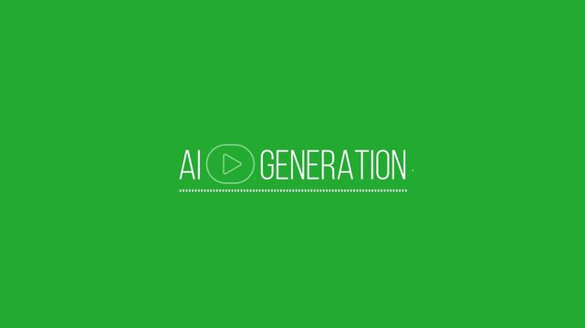 Animation of the AI video creation icon and text on a chroma key background. 4K