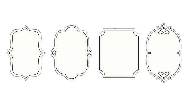 Set of ornamental bracket and frame outlines in black line