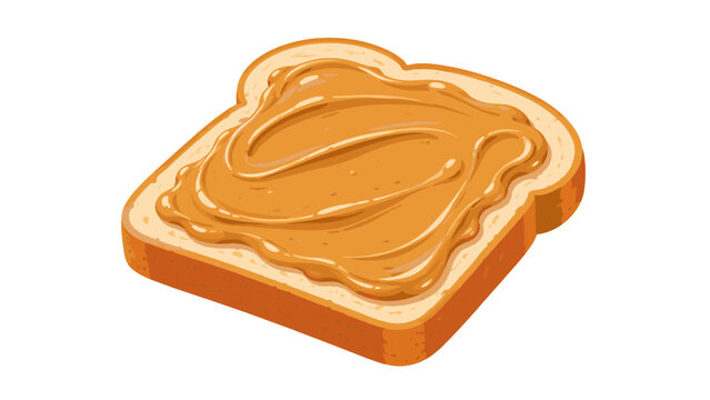 Slice of toast bread with creamy peanut butter spread