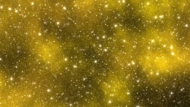 4K Golden cosmos accretion disk background, yellow deep space nebula and stars science loop
