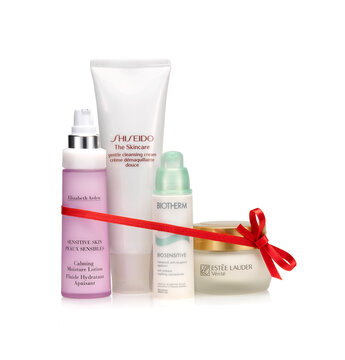 Barcelona- Spain- 31th January 2007. Gift set of famous skin treatment brands. Elizabeth Arden. Shiseido. Biotherm. Estee Lauder