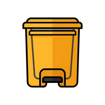 Yellow laboratory waste container with pedal for medical disposal in a flat vector style