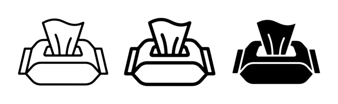 Wet Wipes Icons, Hygiene and Cleaning Vector Graphics, Disposable Tissue Pack Symbols