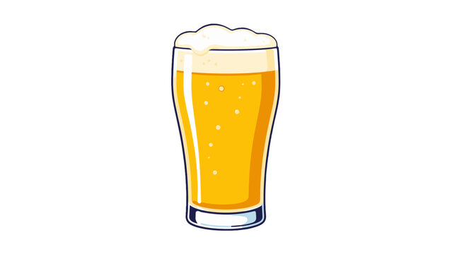 Cartoon pint glass of golden beer with foamy head icon