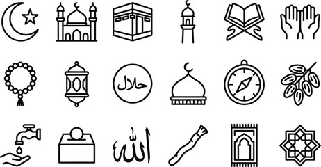 Islamic symbols and icons set collection © MD Din Islam