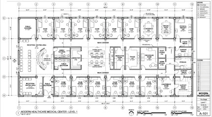 Architectural floor plan for western healthcare medical center level 1 © Saharia