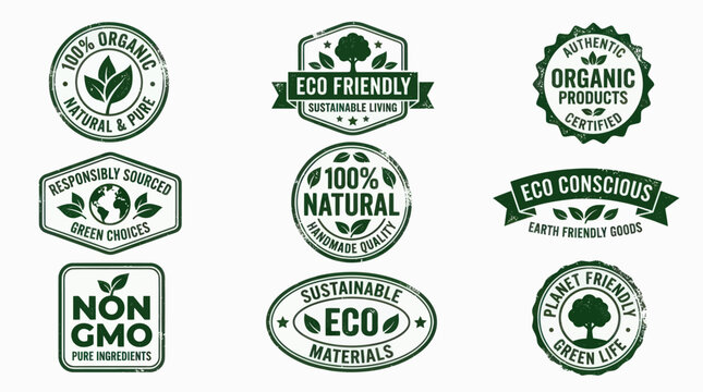Vintage style organic and natural product badges.