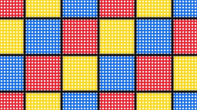 Colorful dot pattern in grid layout with bright hues and contrast
