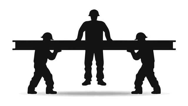 Silhouette of agile children playing on balance beam in bright gymnasium with colorful mats and playful atmosphere