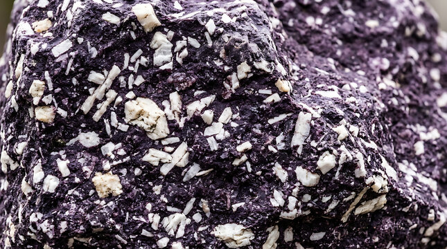 A close-up view of shredded purple coconut with white flakes on a clear plastic bag