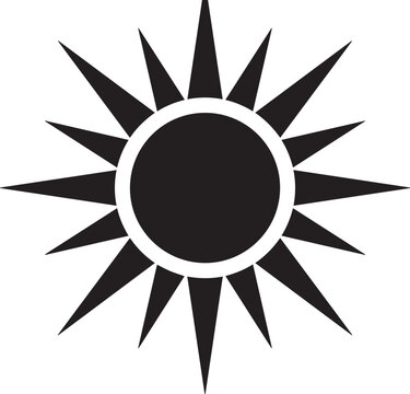 Sharp Sunburst Vector Icon. Multi Pointed Sun Silhouette Symbol