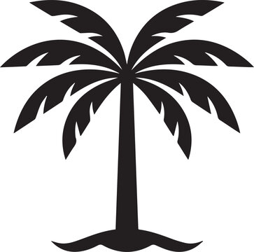 Tropical Palm Tree Silhouette. Summer Coconut Tree Vector Icon