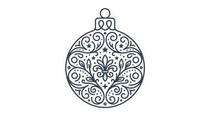 Ornate Christmas Bauble Decoration Line Art. © Azkal
